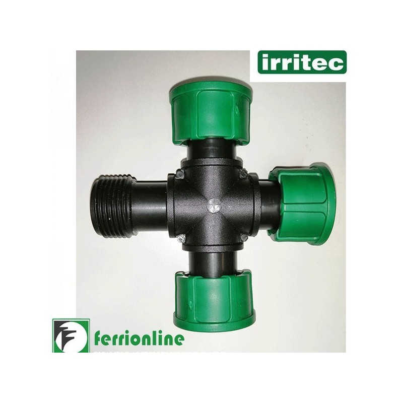 Raccordo Croce in Polipropilene con attacco maschio/femm./femm./femm. da 1"con Oring - Irritec