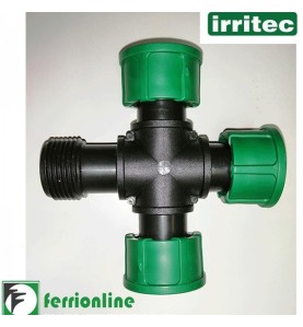 Raccordo Croce in Polipropilene con attacco maschio/femm./femm./femm. da 1"con Oring - Irritec