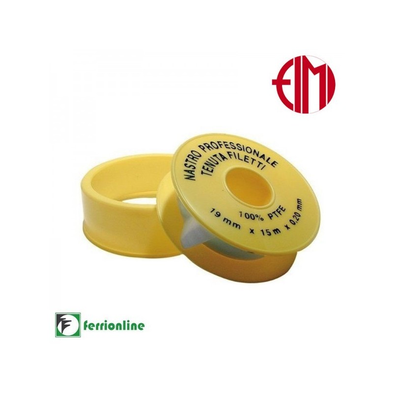 Nastro P.T.F.E Professionale - Giallo -15m -19mm spessore 0.20mm- cod.00420 Nastro P.T.F.E Professionale - Giallo -15m -19mm spessore 0.20mm- cod.00420