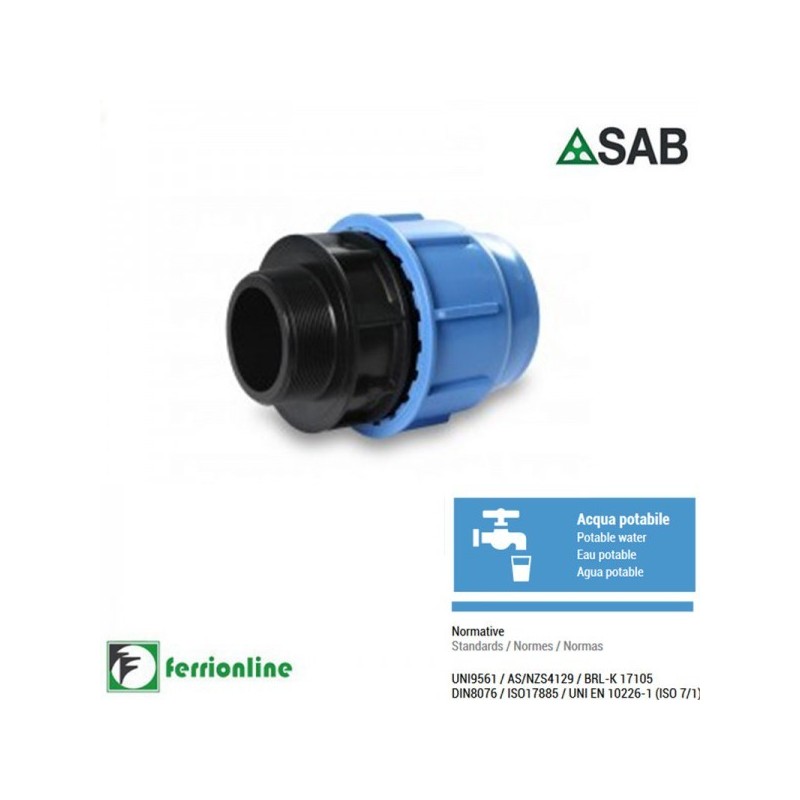 Raccordo maschio ⌀ 32x1" a compressione serie Blue Seal PN-16 Raccordo maschio ⌀ 32x1" a compressione serie Blue Seal PN-16