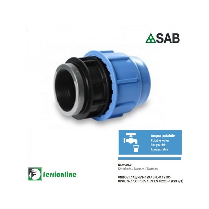 Raccordo femmina ⌀ 16x1/2" a compressione serie Blue Seal PN-16 Raccordo femmina ⌀ 16x1/2" a compressione serie Blue Seal PN-16