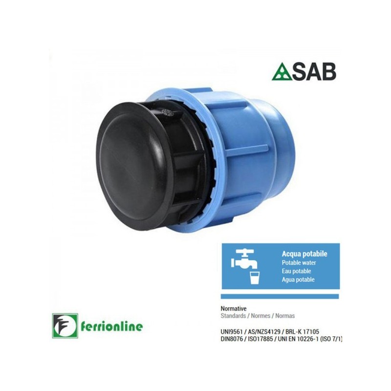Tappo fine linea ⌀ 32 a compressione serie Blue Seal PN-16 Tappo fine linea ⌀ 32 a compressione serie Blue Seal PN-16