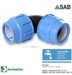 Gomito 90° ⌀ 20 a compressione serie Blue Seal PN-16 - B120020000A