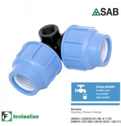 Gomito 90° ⌀ 25x1/2" a compressione serie Blue Seal PN-16