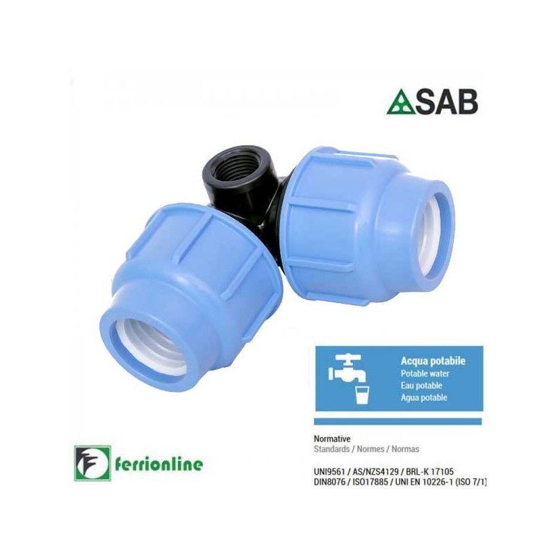 Gomito 90° ⌀ 32x3/4" a compressione serie Blue Seal PN-16 Gomito 90° ⌀ 32x3/4" a compressione serie Blue Seal PN-16