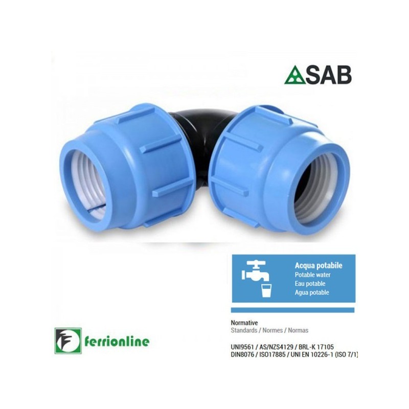 Gomito 90° ⌀ 50 a compressione serie Blue Seal PN-16 Gomito 90° ⌀ 50 a compressione serie Blue Seal PN-16